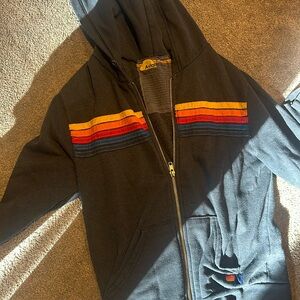 Women/Teen aviator Nation 5 Stripe Hoodie grey - size Small. Gently worn